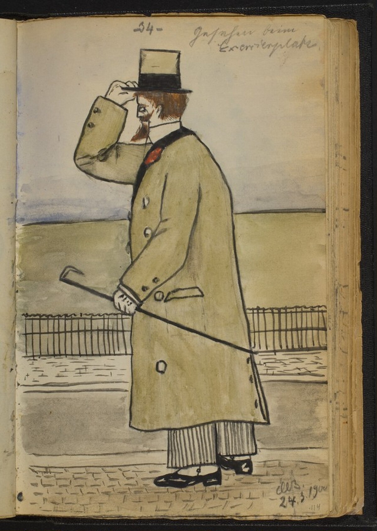 Elegantly Dressed Gentleman with Top Hat and Spats by Max Beckmann