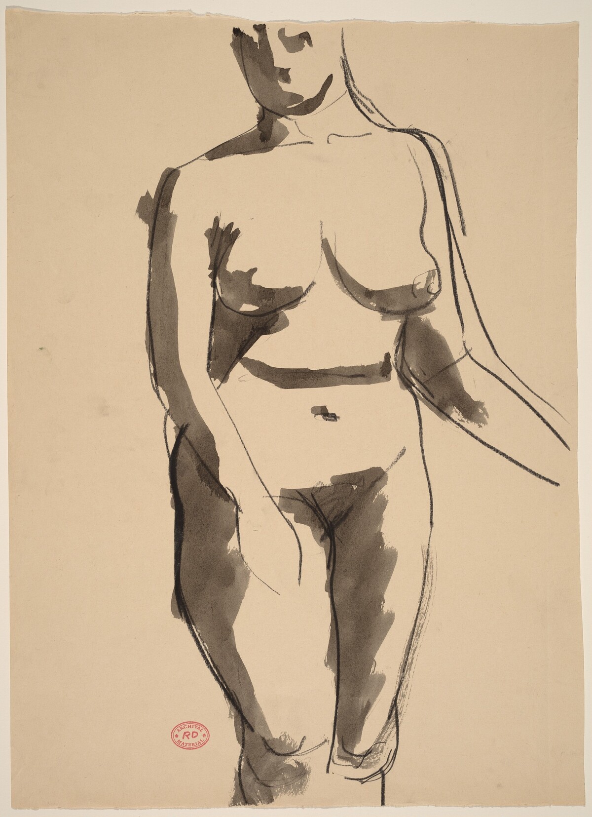 Untitled [front view of a standing female nude] by Richard Diebenkorn