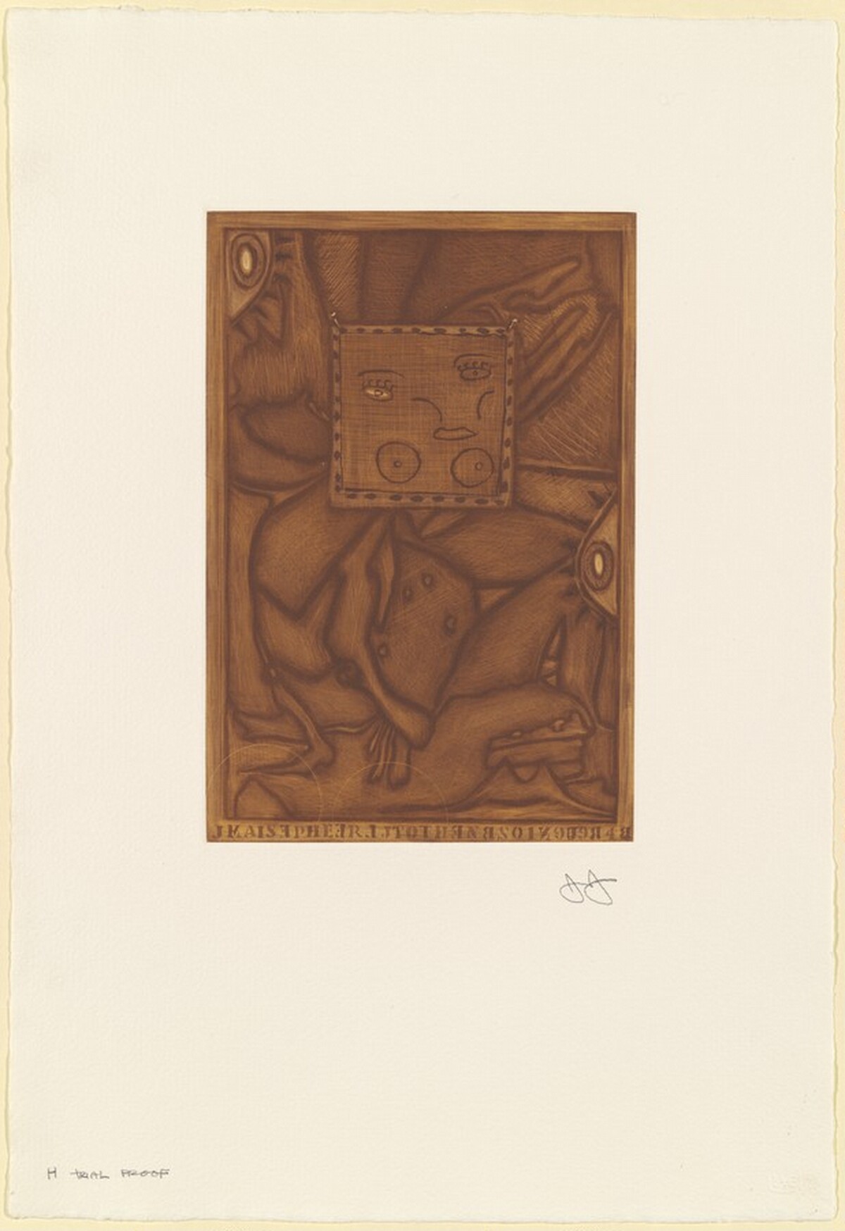 Untitled (Orange Mezzotint) [trial proof H] by Jasper Johns