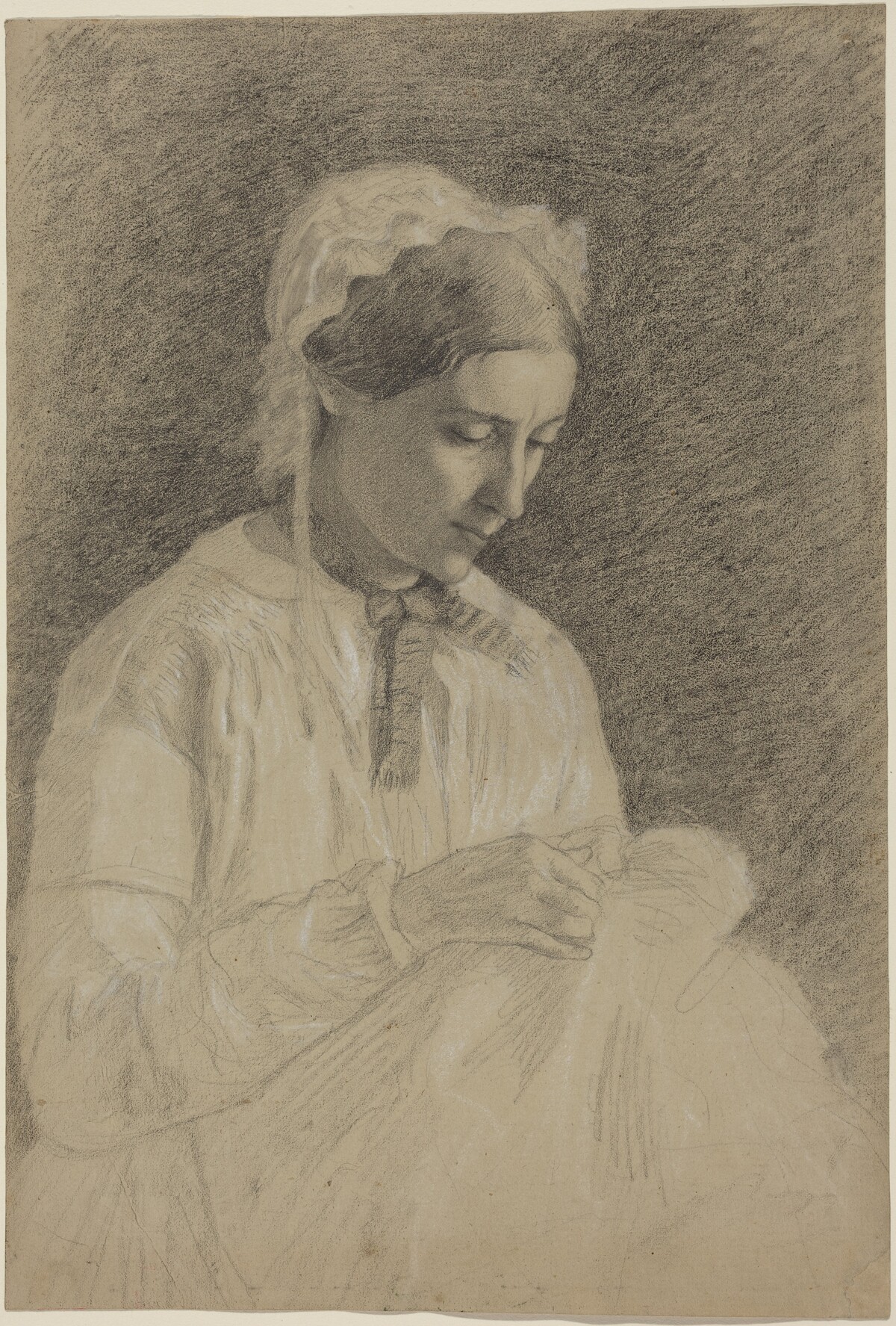 Woman Embroidering by Edgar Degas