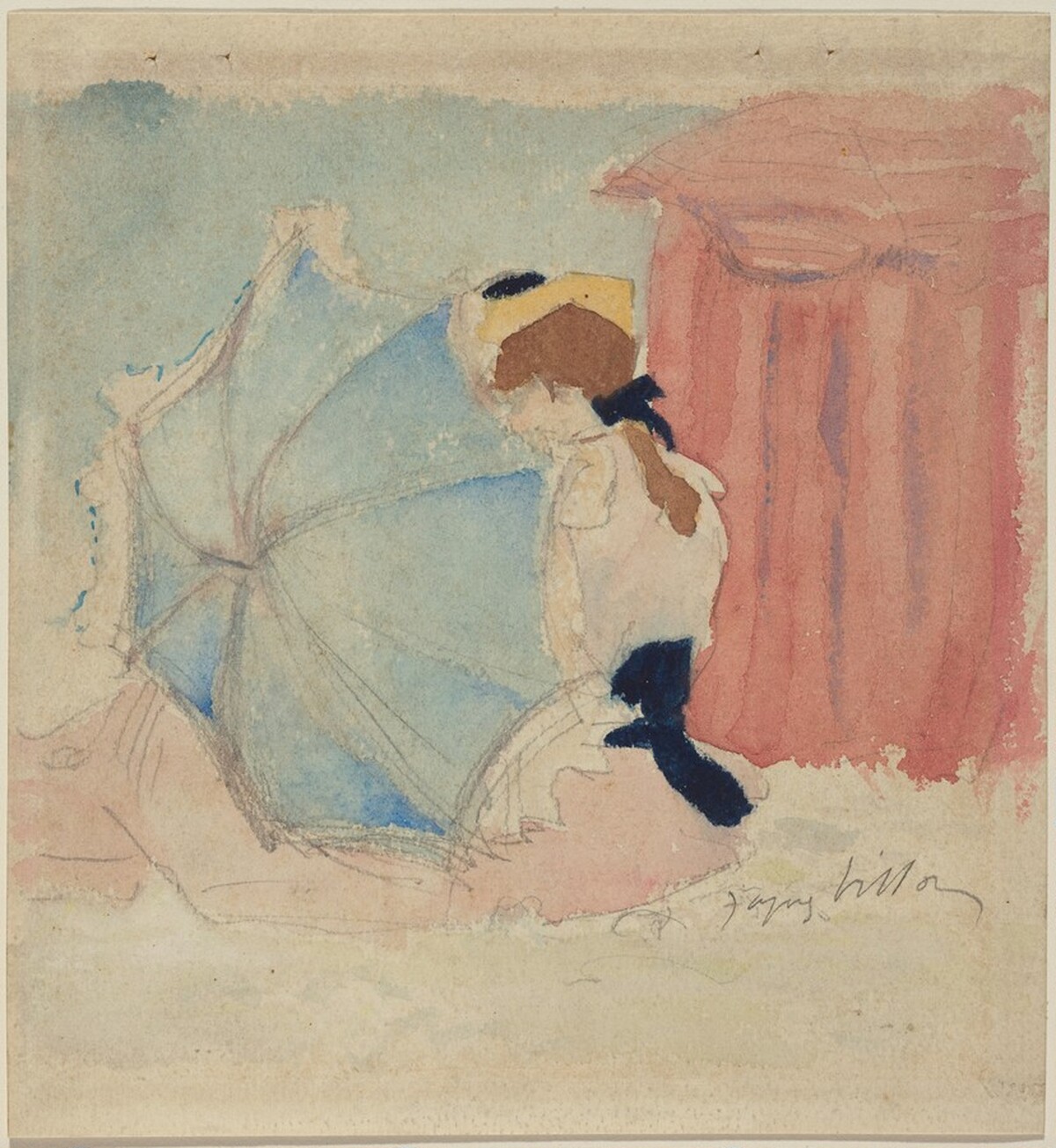 Woman in Pink at the Beach by Jacques Villon