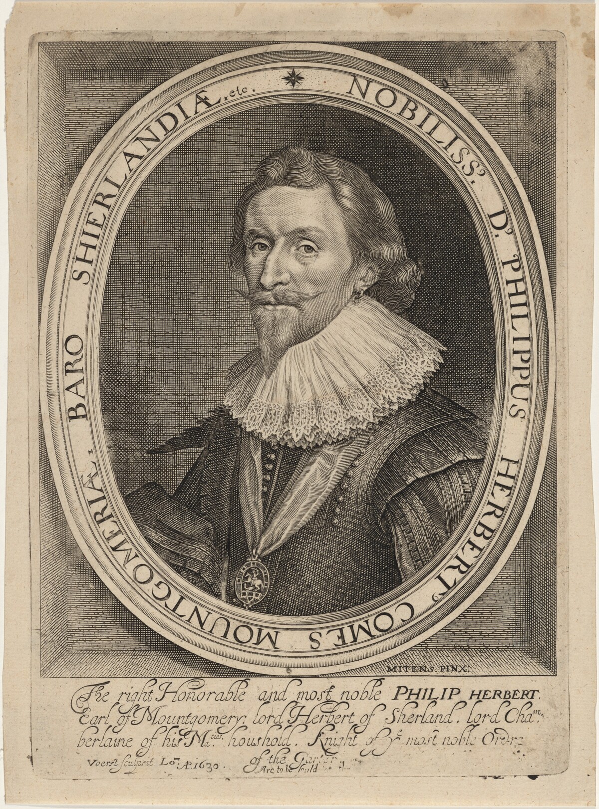 Philip Herbert, Fourth Earl of Pembroke by Robert van Voerst, after Daniel Mytens the Elder
