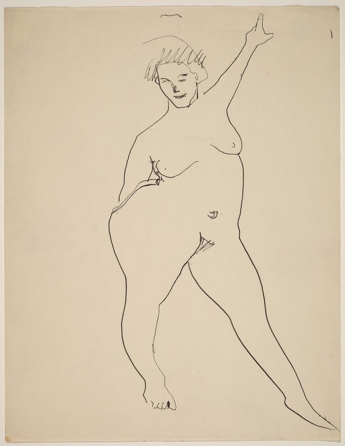 Frontal Nude Standing with Left Arm Raised High by Mark Rothko