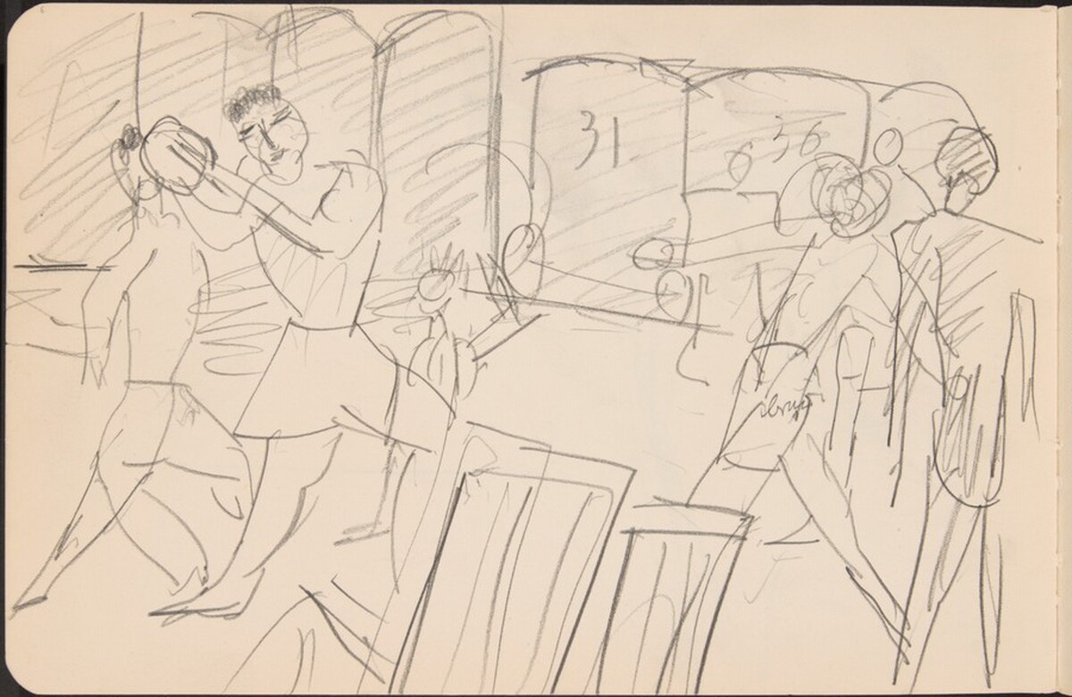 Ballspielende Männer am Strand (A Ballgame at the Beach) [p. 3] by Max Beckmann