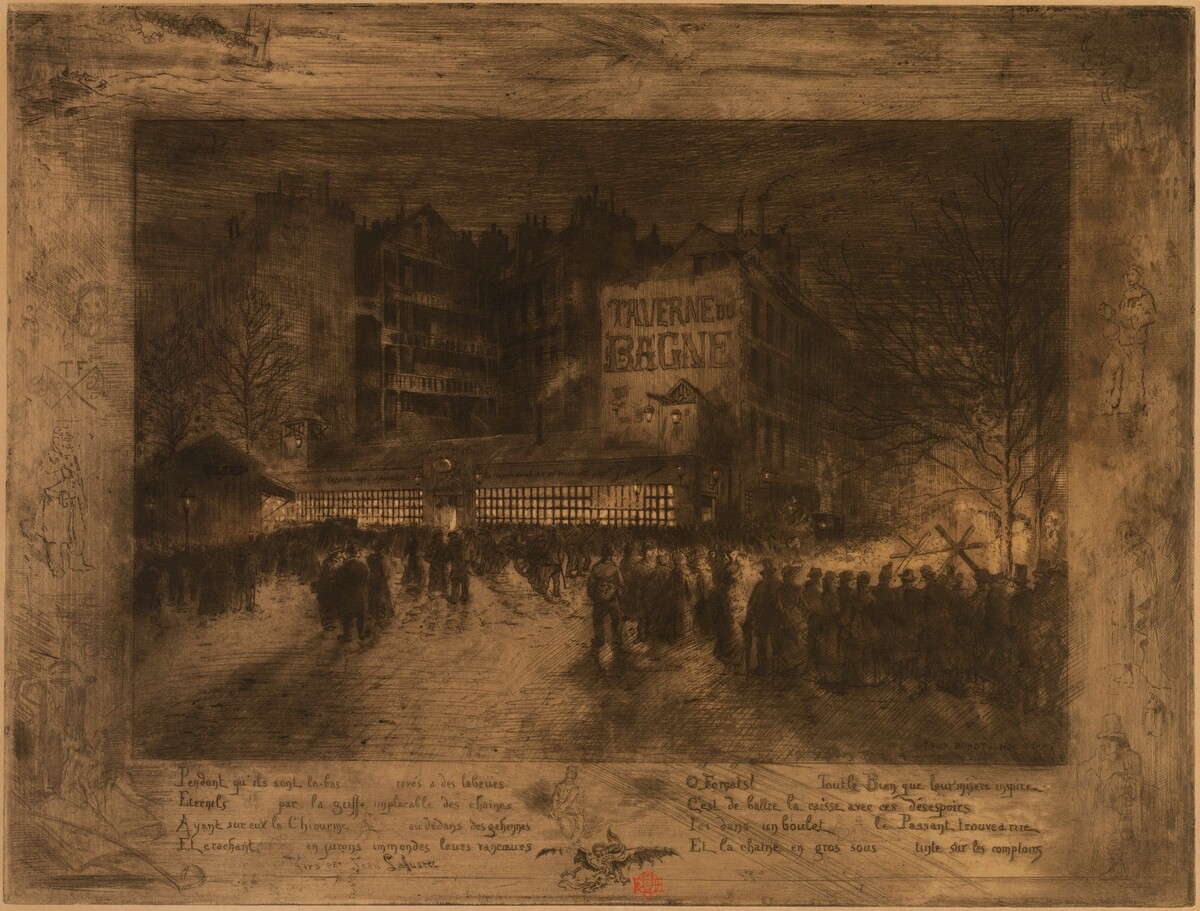 La Place des Martyrs et la Taverne du Bagne by Félix-Hilaire Buhot