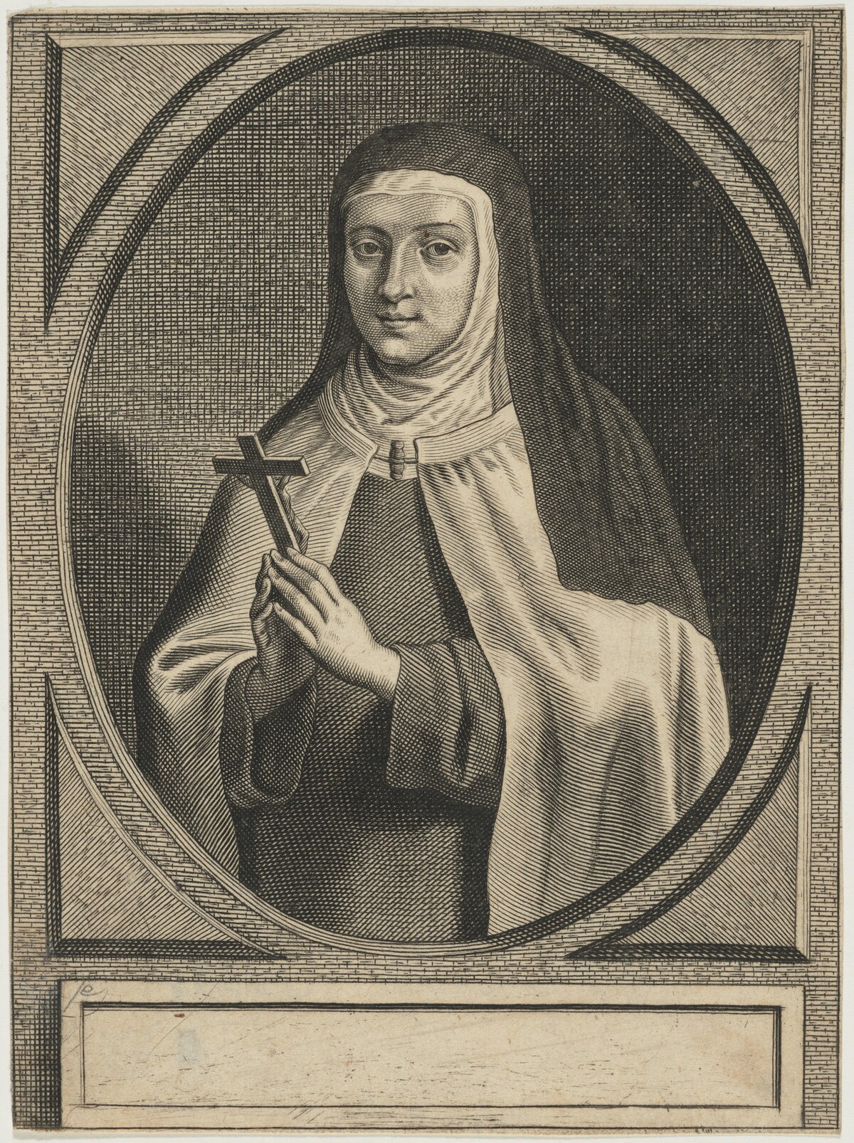 Portrait of a Nun Holding Crucifix by Unknown Artist