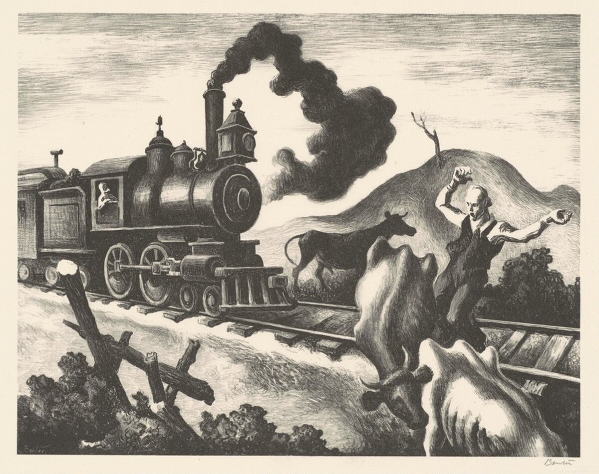 Slow Train through Arkansas by Thomas Hart Benton