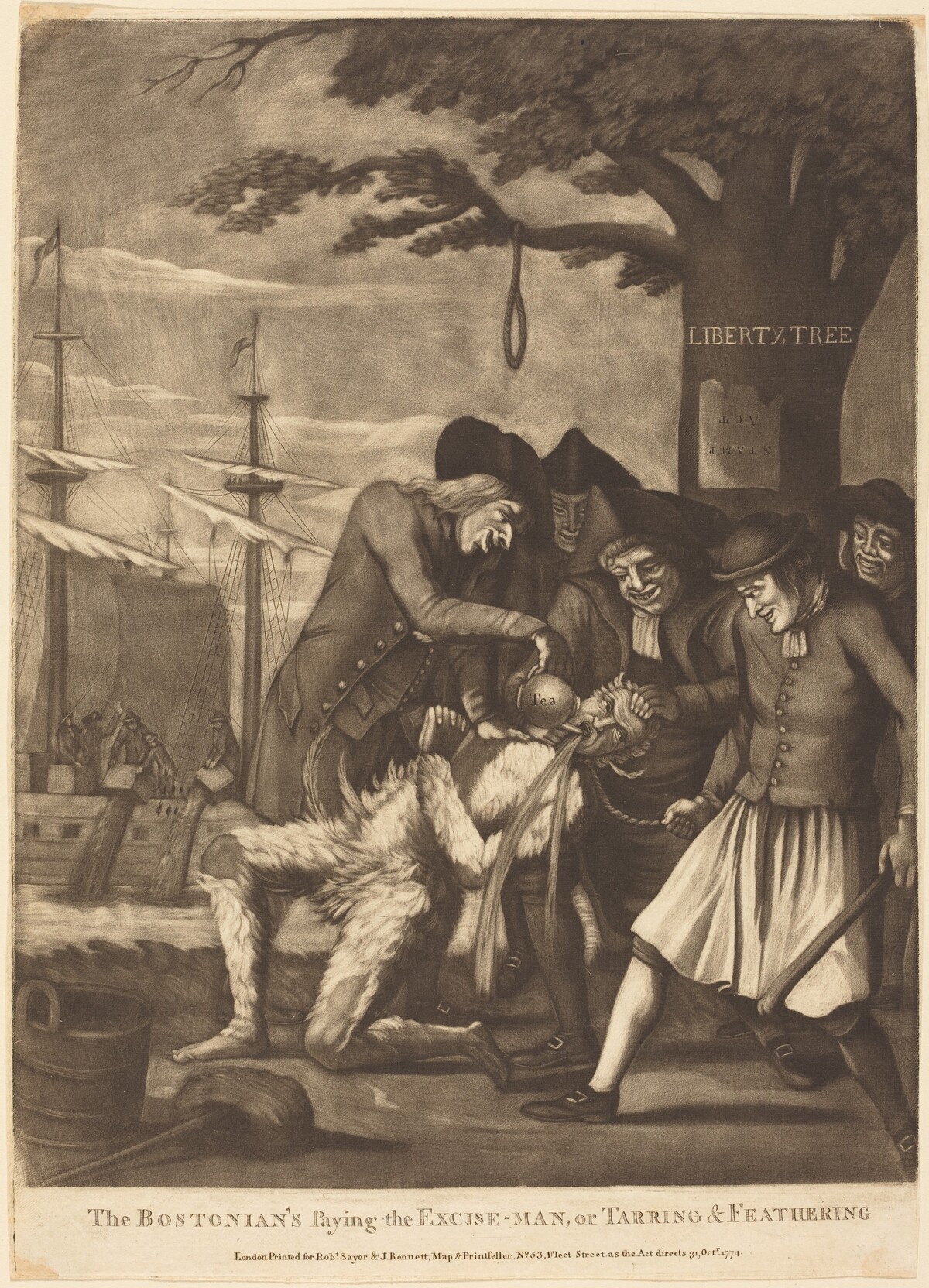 The Bostonian's Paying the Excise-Man, or Tarring & Feathering by Attributed to Philip Dawe