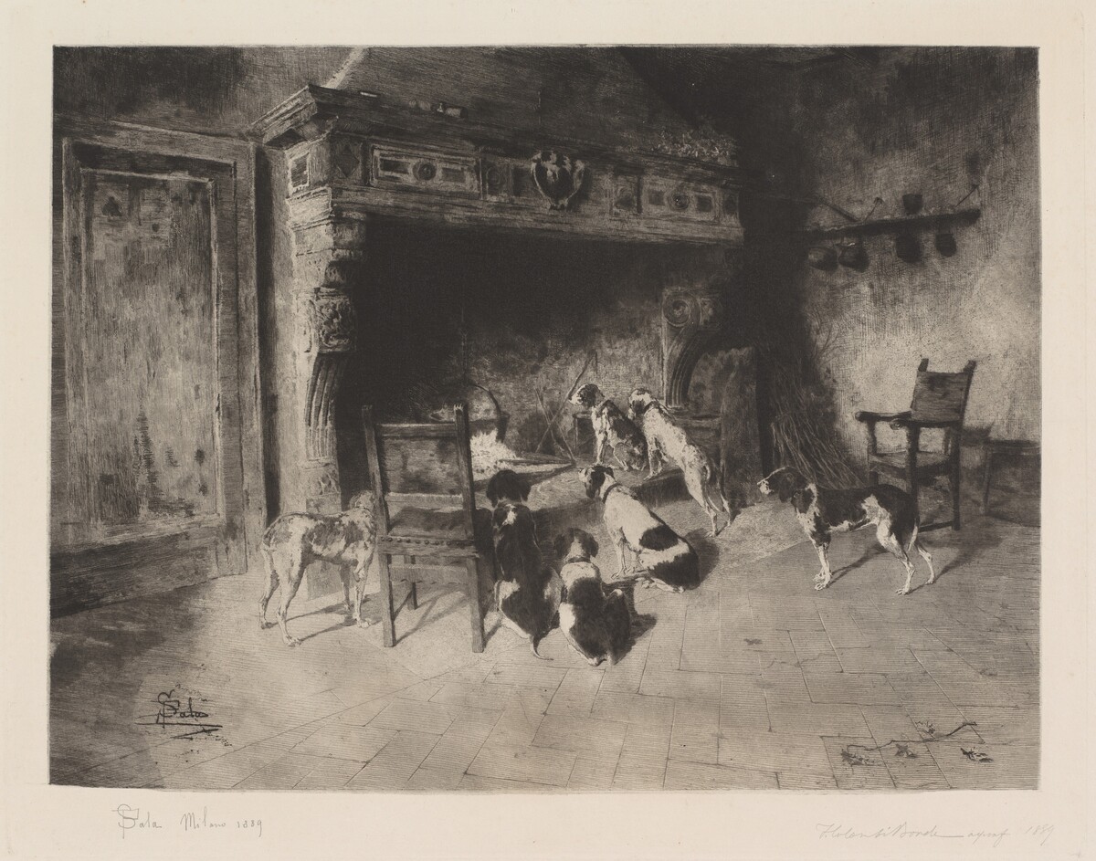 Hunting Dogs (Cani di caccia) by Francesco Colombi Borde after Paolo Sala