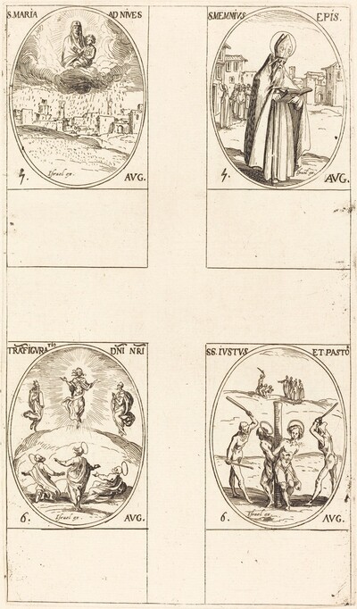 St. Mary of Snow; St. Memmius, Bishop; The Transfiguration; Sts. Justus and Pastor