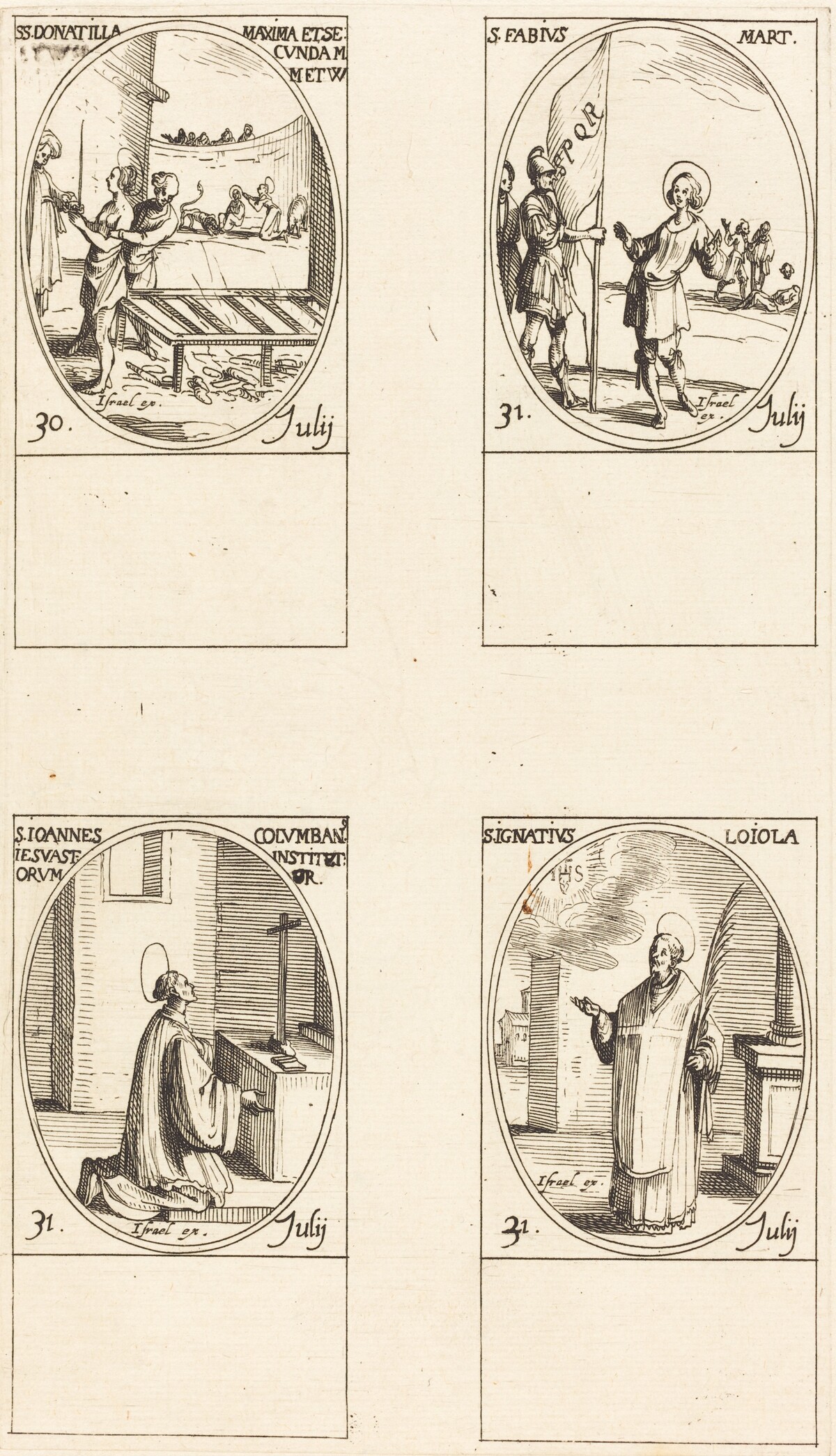 Sts. Donatilla, Maxima & Secunda; St. Fabius; St. John Colombini; St. Ignatius Loyola by Jacques Callot