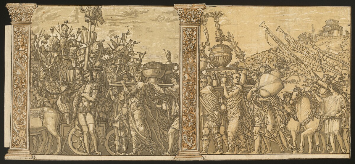 The Triumph of Julius Caesar [no.3 and 4 plus 2 columns] by Andrea Andreani after Andrea Mantegna