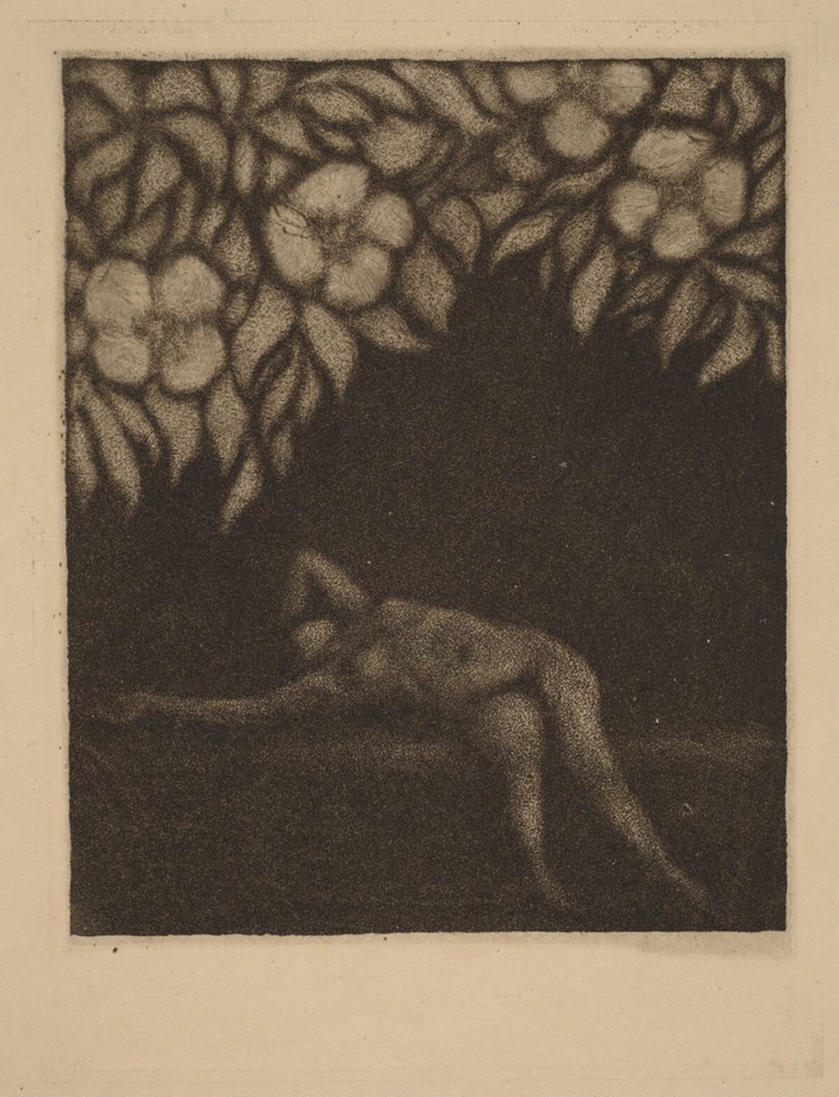 Nude Reclining beneath Flowers by Frantisek Drtikol