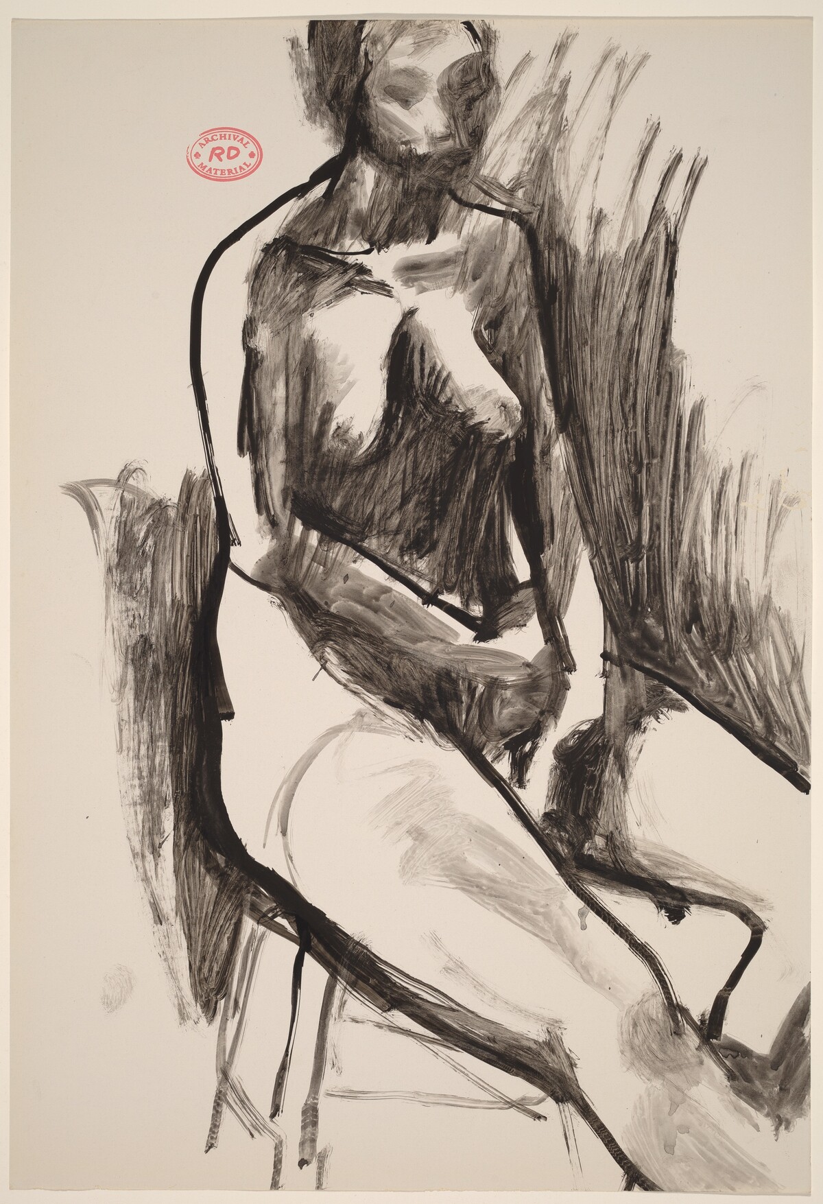 Untitled [seated female nude with arms in lap] by Richard Diebenkorn
