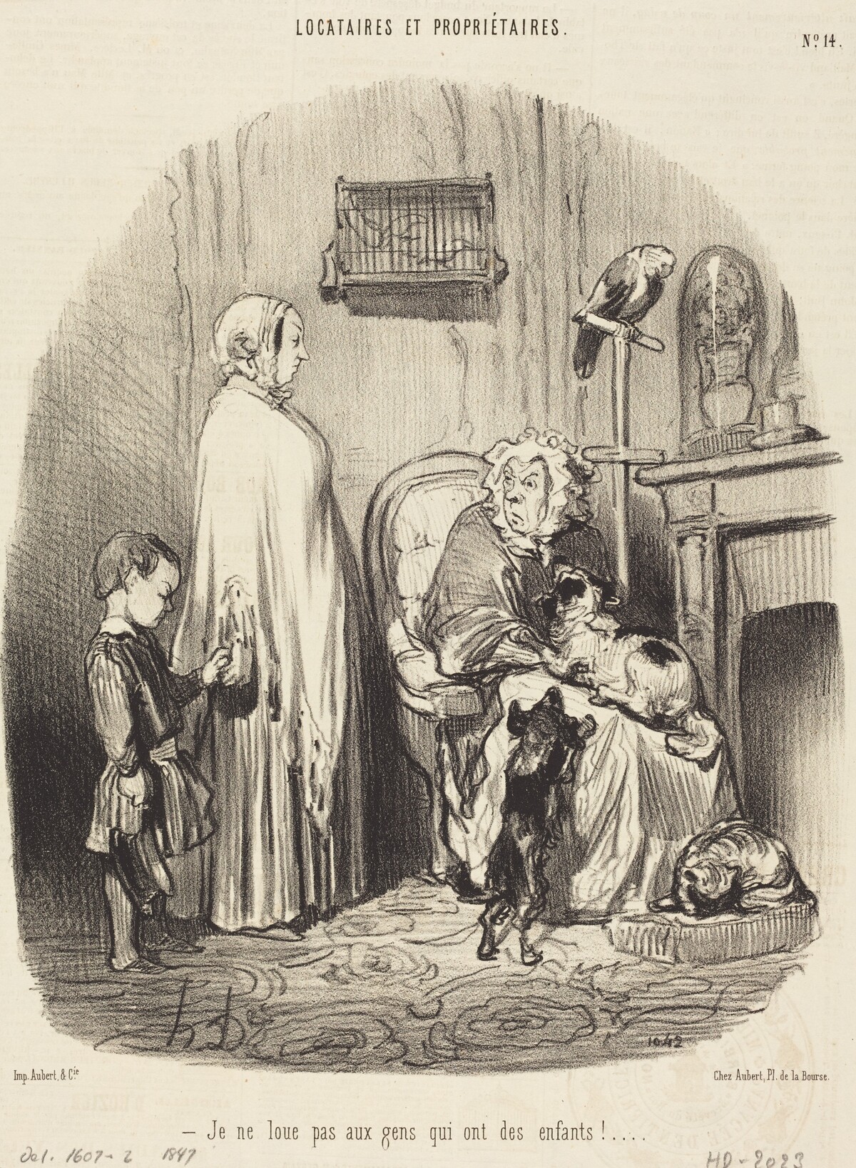Je ne loue pas aux gens qui ont des enfants! by Honoré Daumier