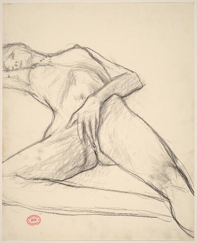 Untitled [reclining nude with her hand covering her pubis]
