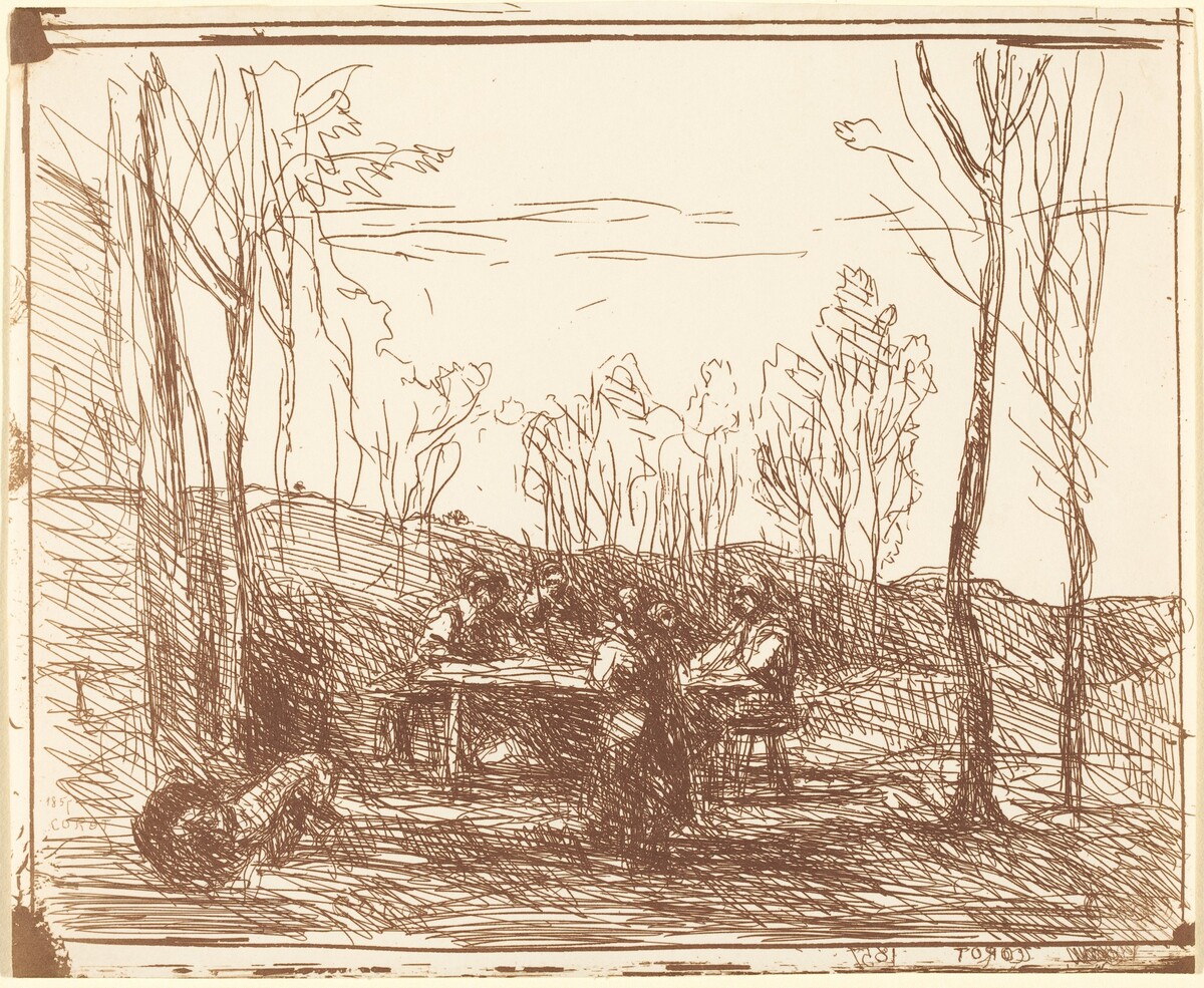 Luncheon in a Clearing (Un Dejeuner dans la clairiere) by Jean-Baptiste-Camille Corot