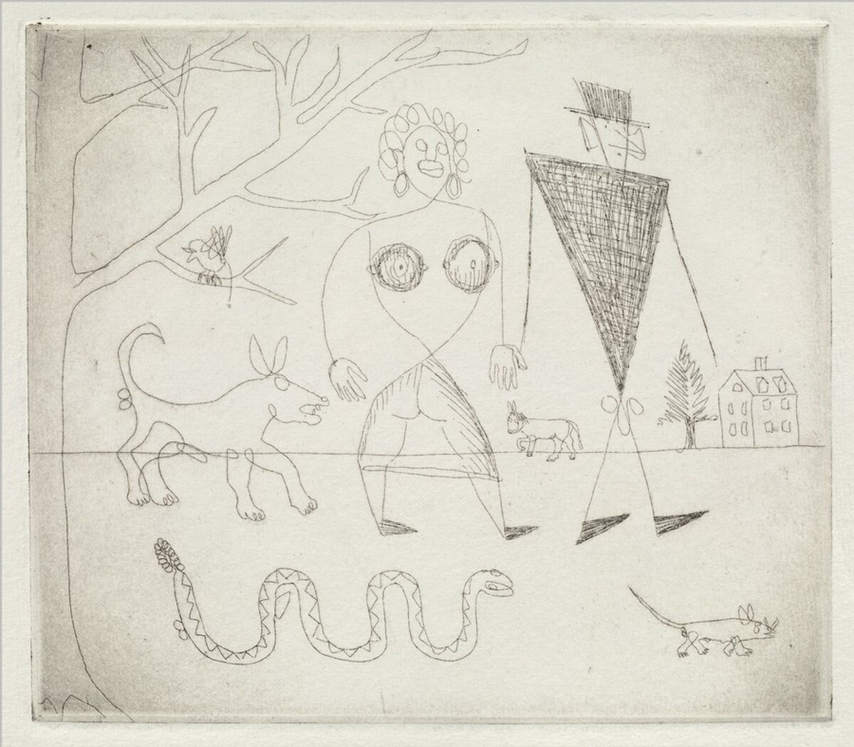 Untitled (Man and Woman Walking a Dog) by Alexander Calder