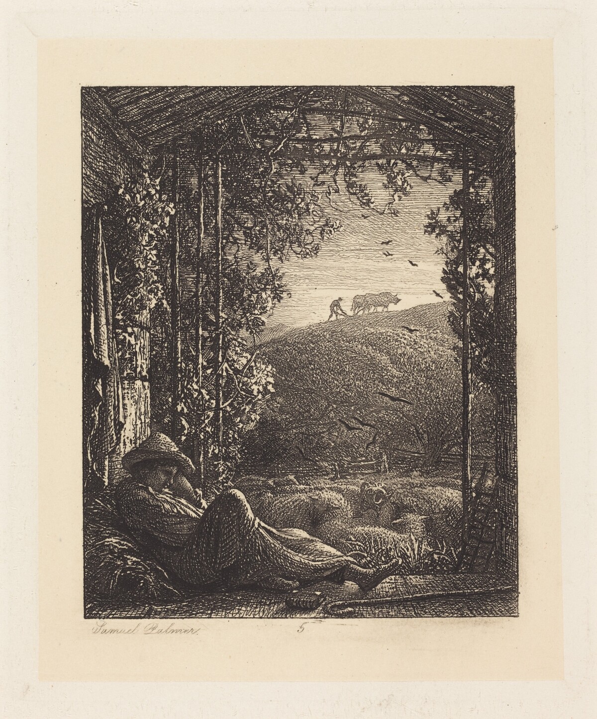 The Sleeping Shepherd; Early Morning by Samuel Palmer