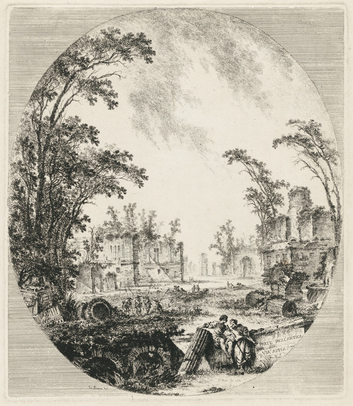 Parte dell'antica via Appia (Section of the Old Appian Way) by Jean-Claude-Richard, Abbé de Saint-Non, after Jean-Baptiste Le Prince