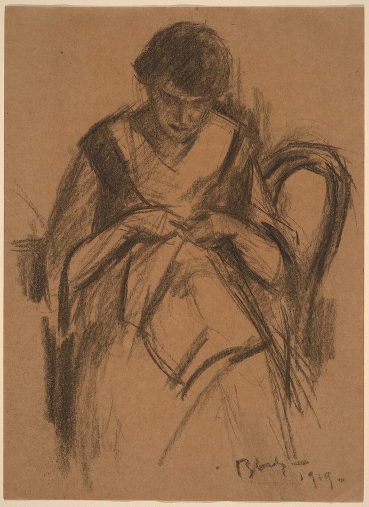 Woman Sewing by Julius Bloch