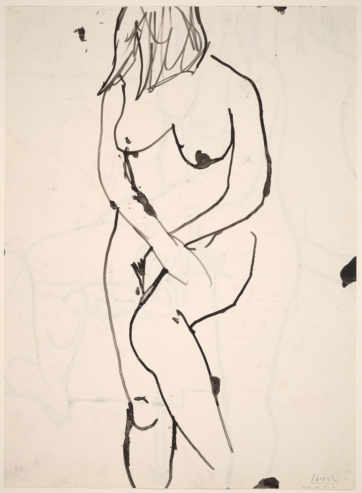 Untitled [standing nude with her hands crossed in front of her] [verso] by Richard Diebenkorn