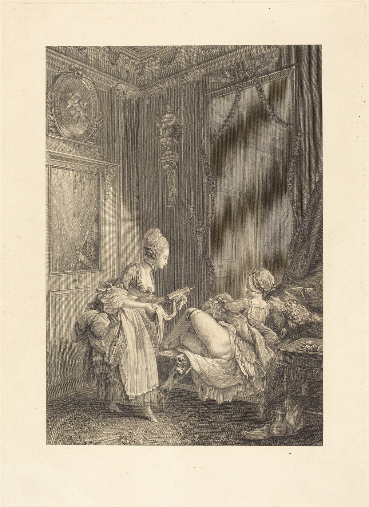 Le curieux by Pierre Maleuvre after Pierre-Antoine Baudouin