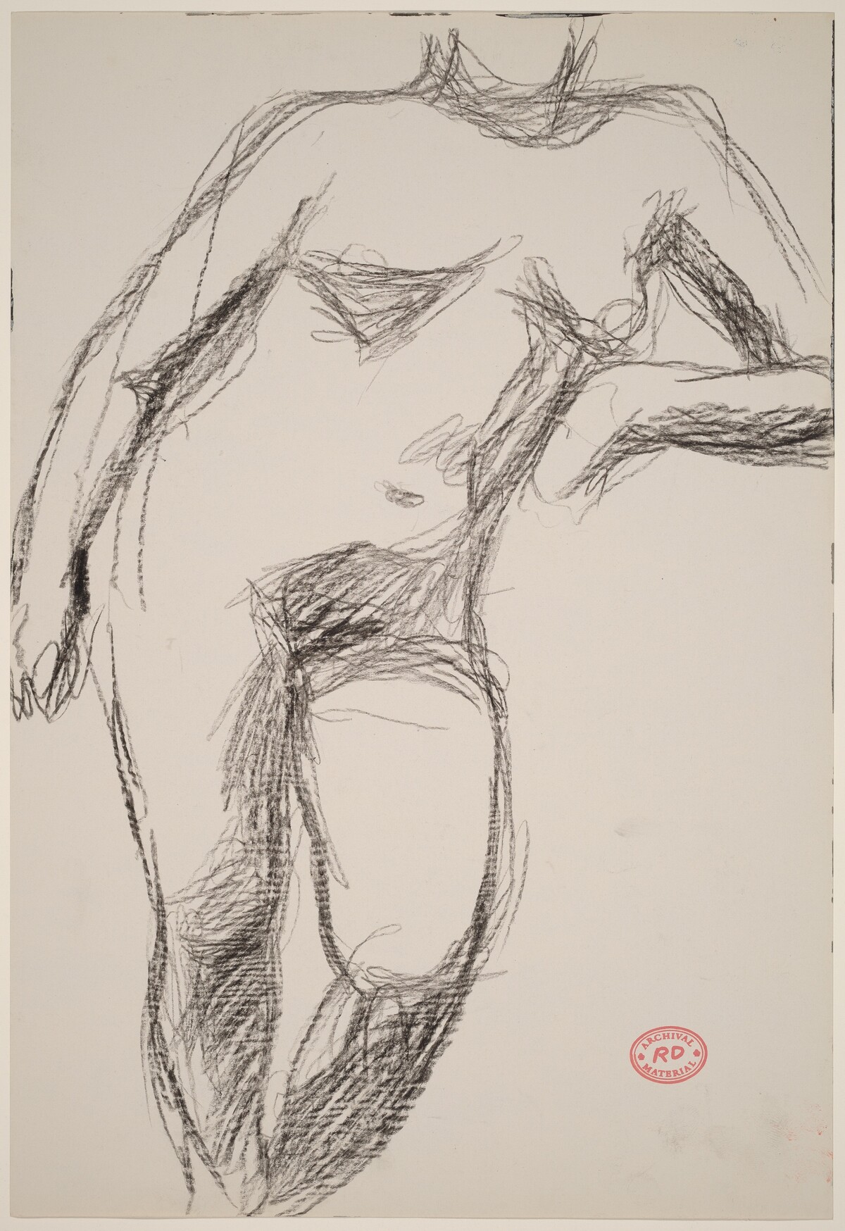 Untitled [standing female nude resting her left arm on a support] by Richard Diebenkorn