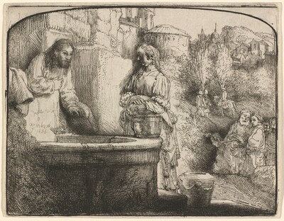 Christ and the Woman of Samaria: an Arched Print