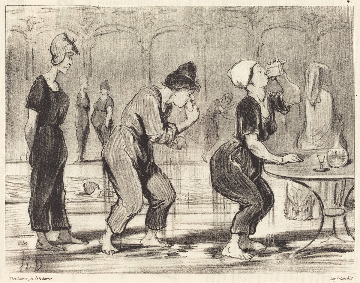 Entre deux plongeons by Honoré Daumier
