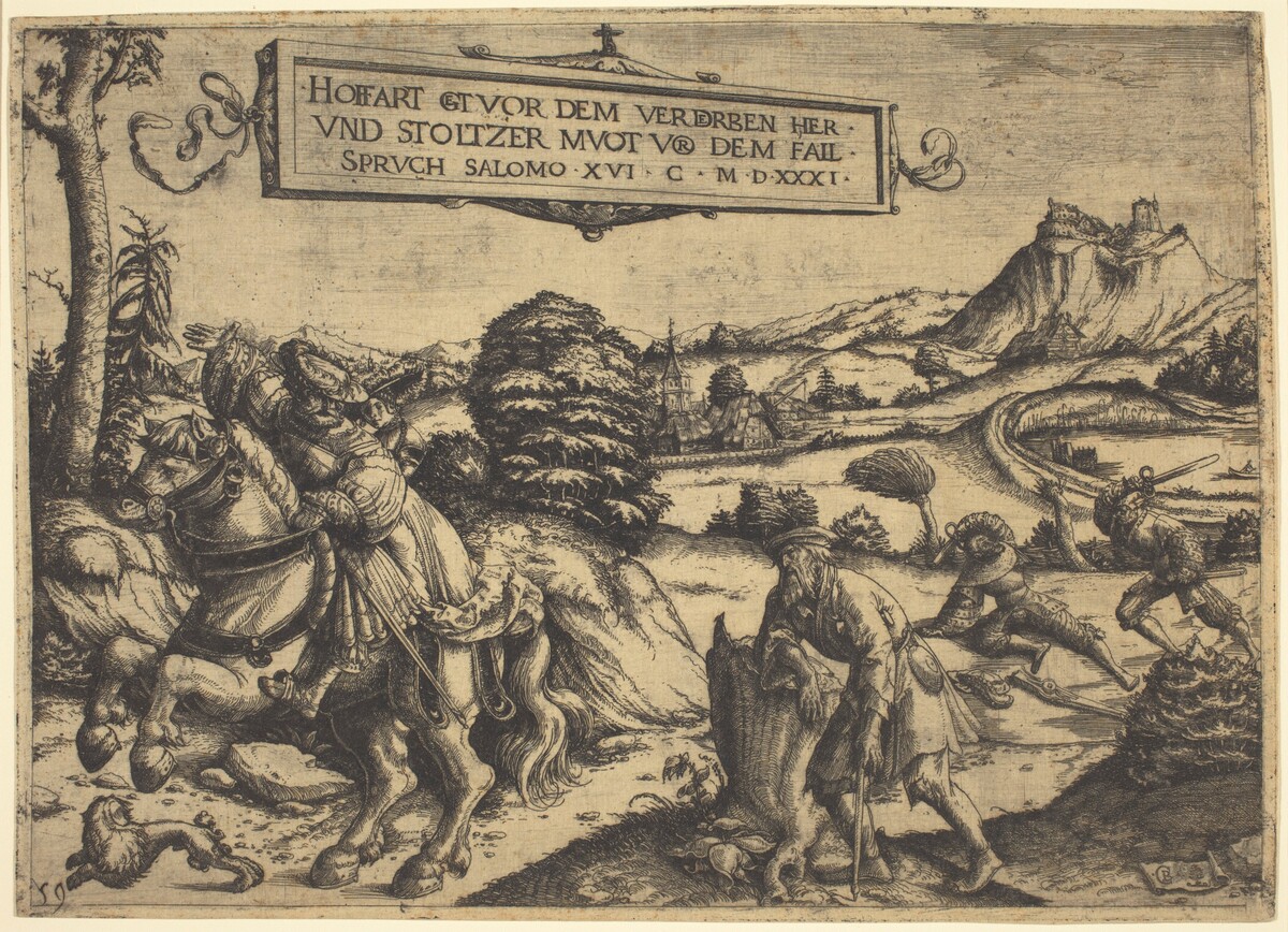 Allegory of "Pride Goeth Before Destruction...": A Gentleman and a Lady on Horseback by Christoph Bockstorfer