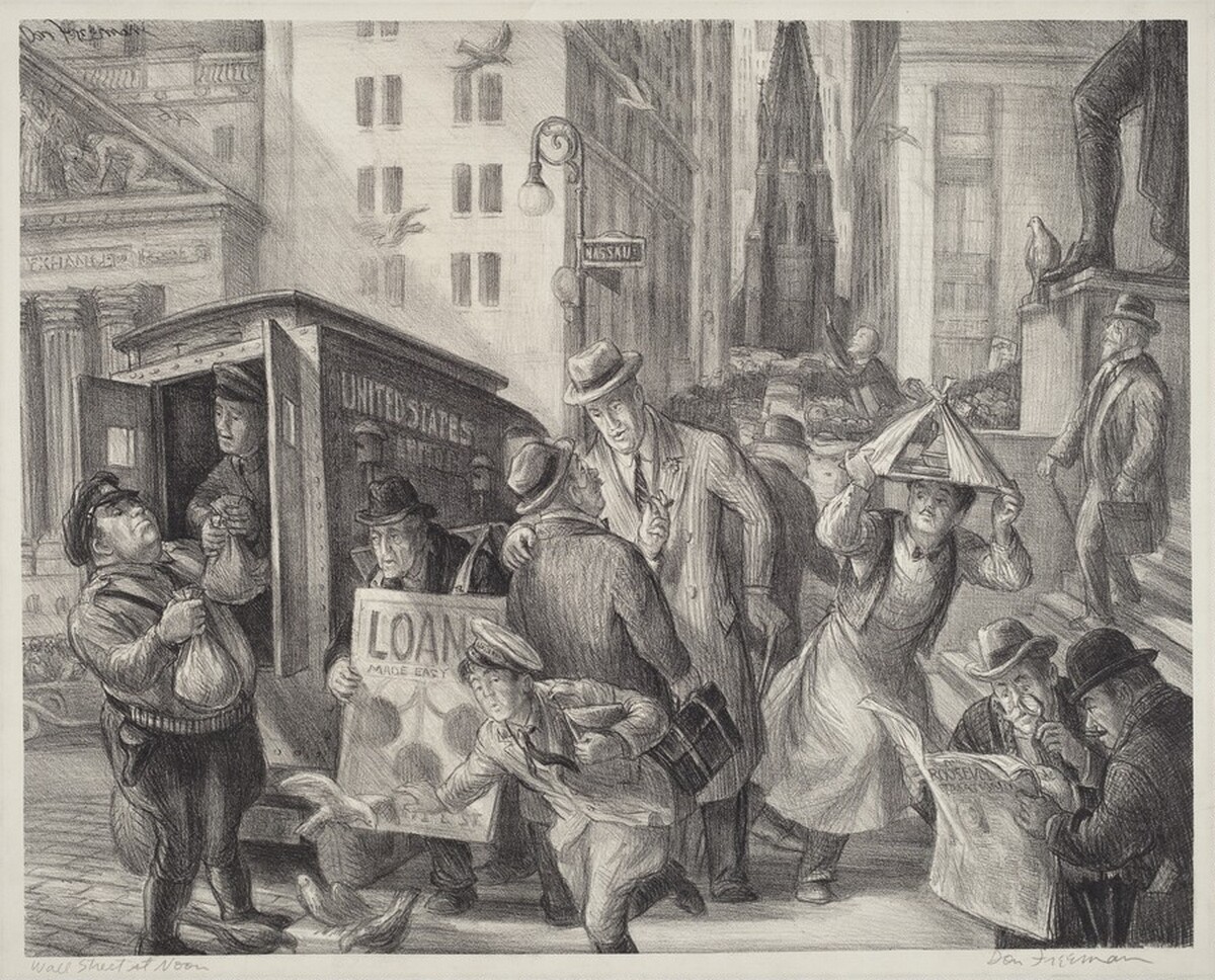 Wall Street at Noon by Don Freeman