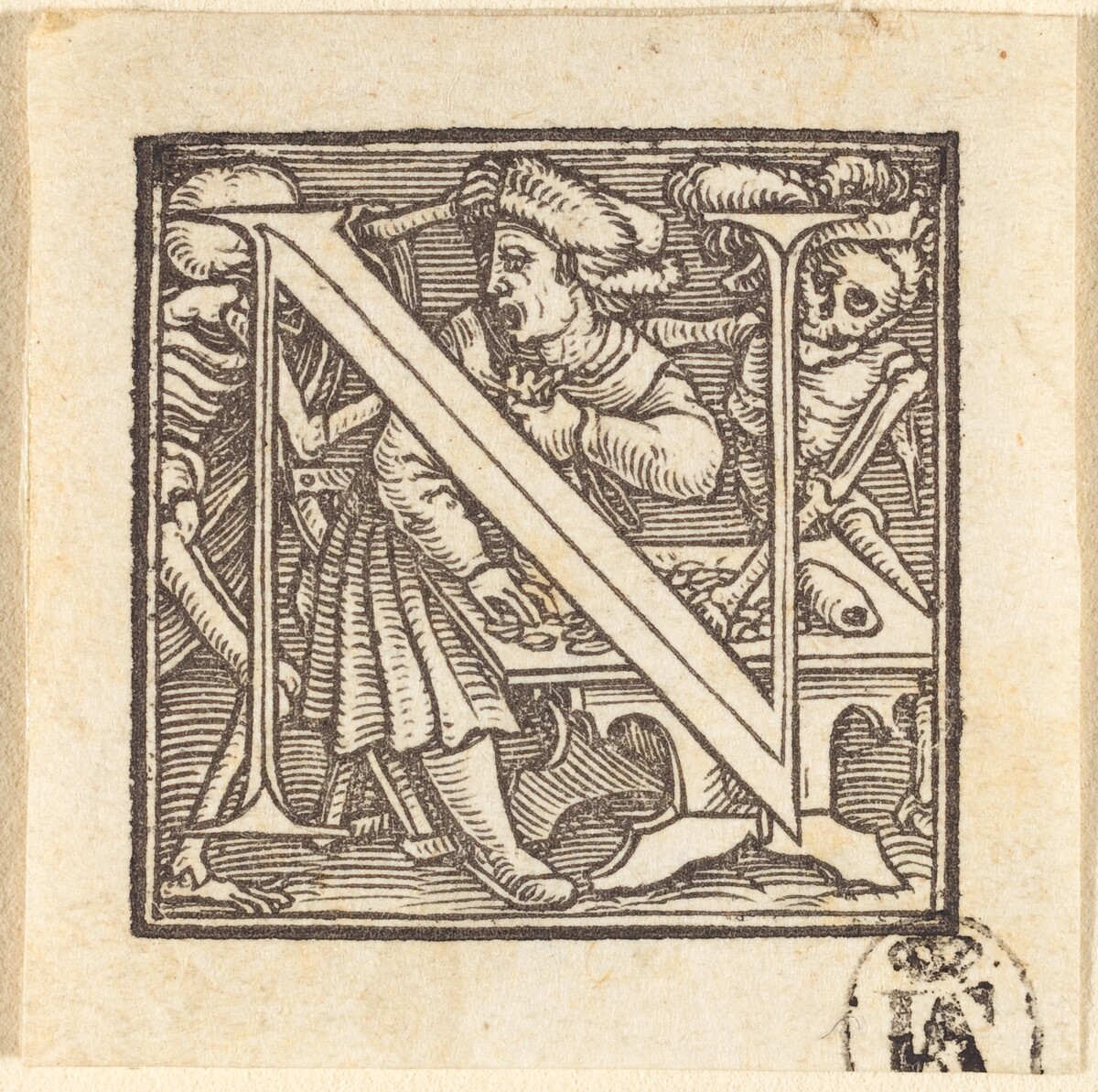 Letter N by Hans Lützelburger after Hans Holbein the Younger