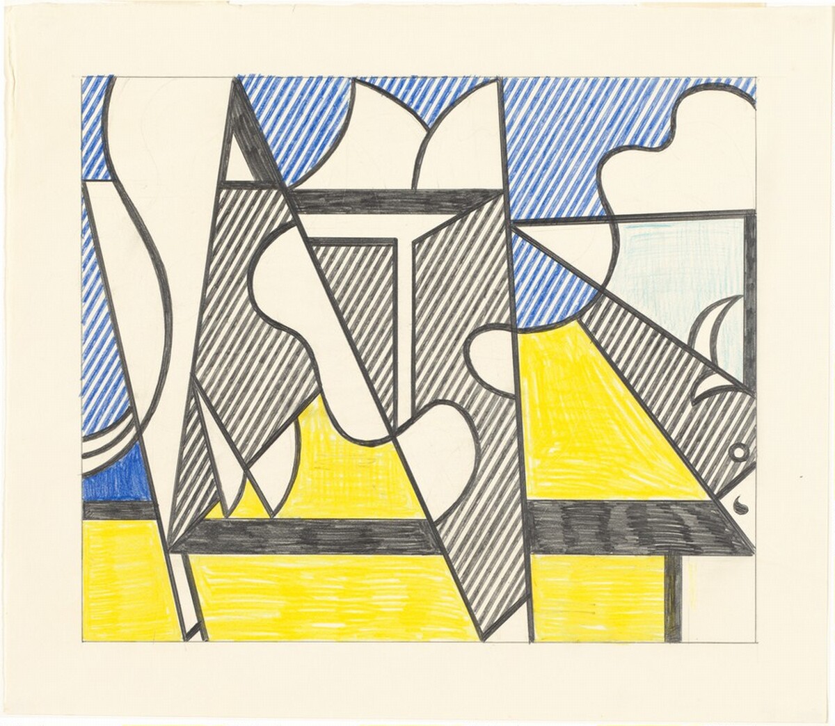 Study for center panel of "Cow Triptych (Cow Going Abstract)" by Roy Lichtenstein