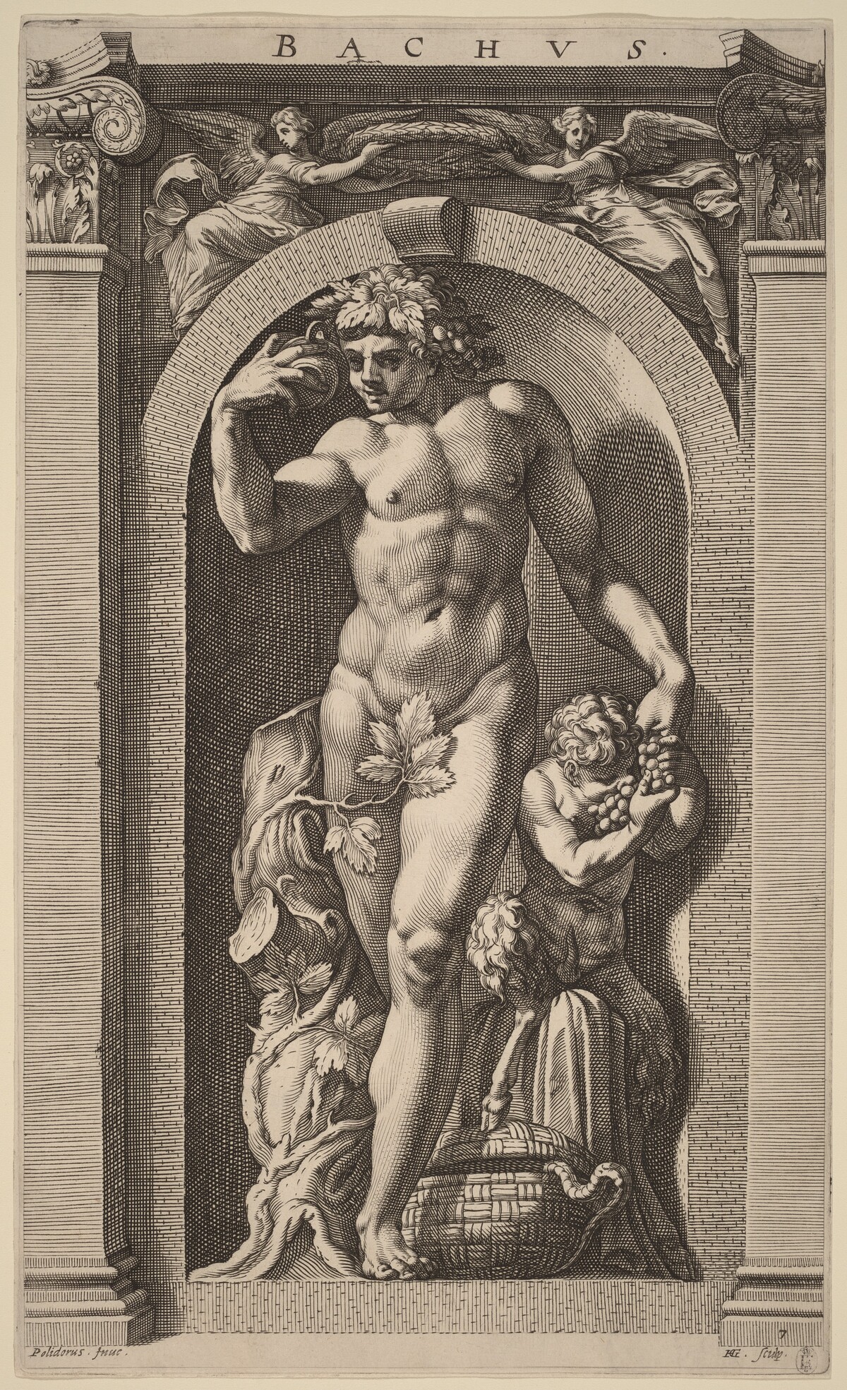 Bacchus by Hendrik Goltzius after Polidoro da Caravaggio