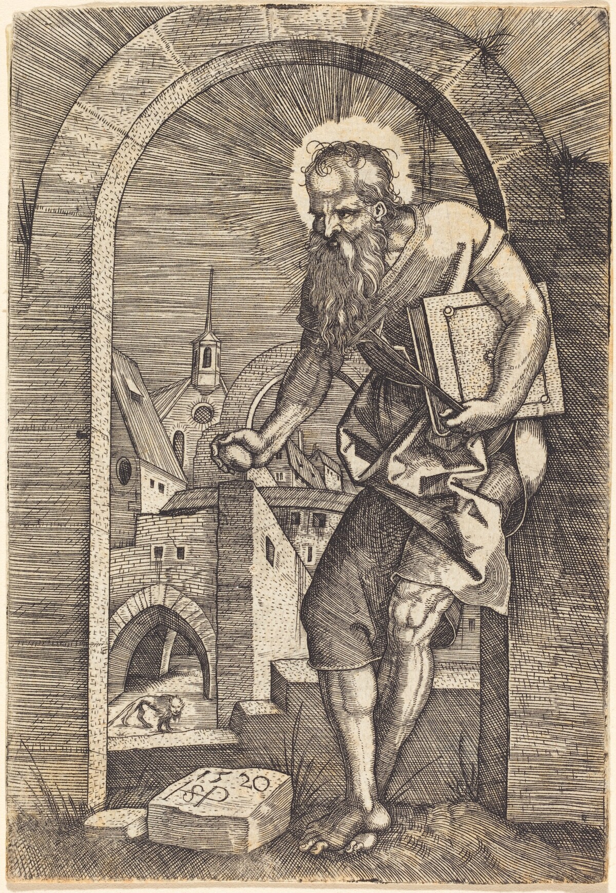 Saint Jerome Standing Under an Arch by Sebald Beham