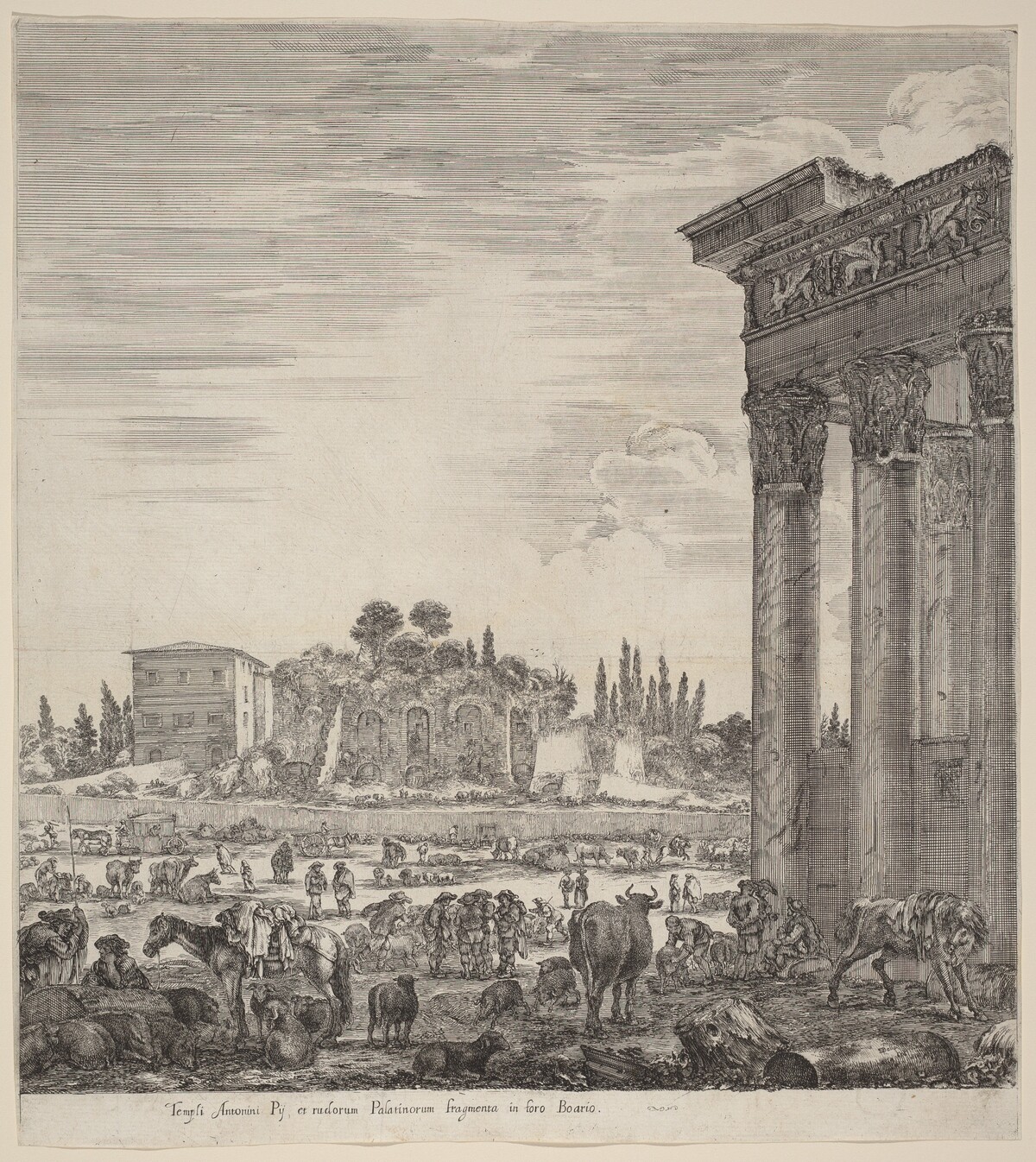 Temple of Antonius and the Campo Vaccino by Stefano Della Bella