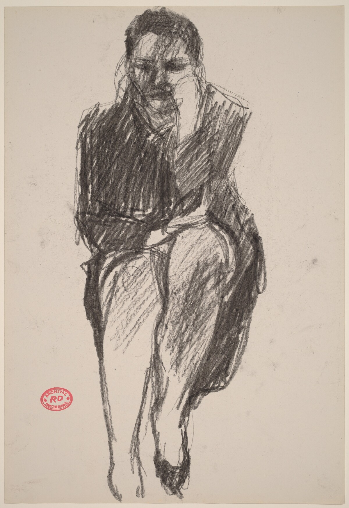 Untitled [seated woman in a dark coat] by Richard Diebenkorn