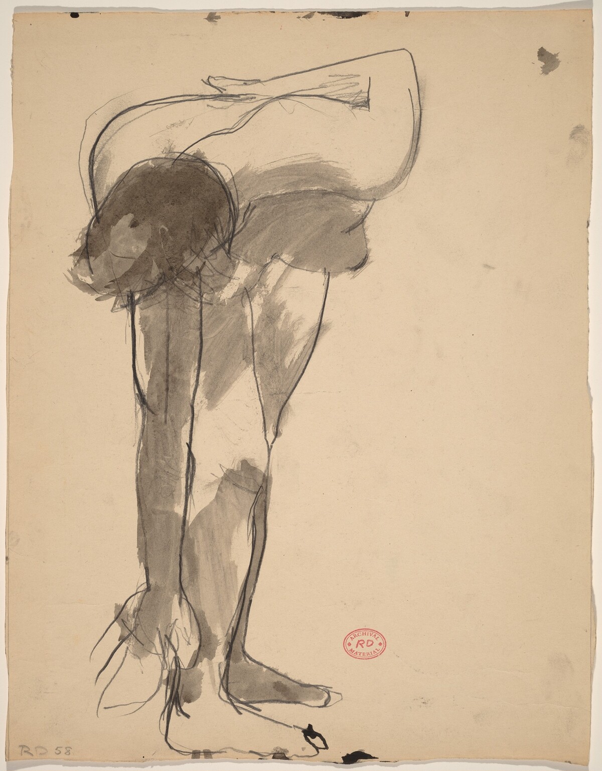 Untitled [standing female nude reaching down with her right hand] by Richard Diebenkorn