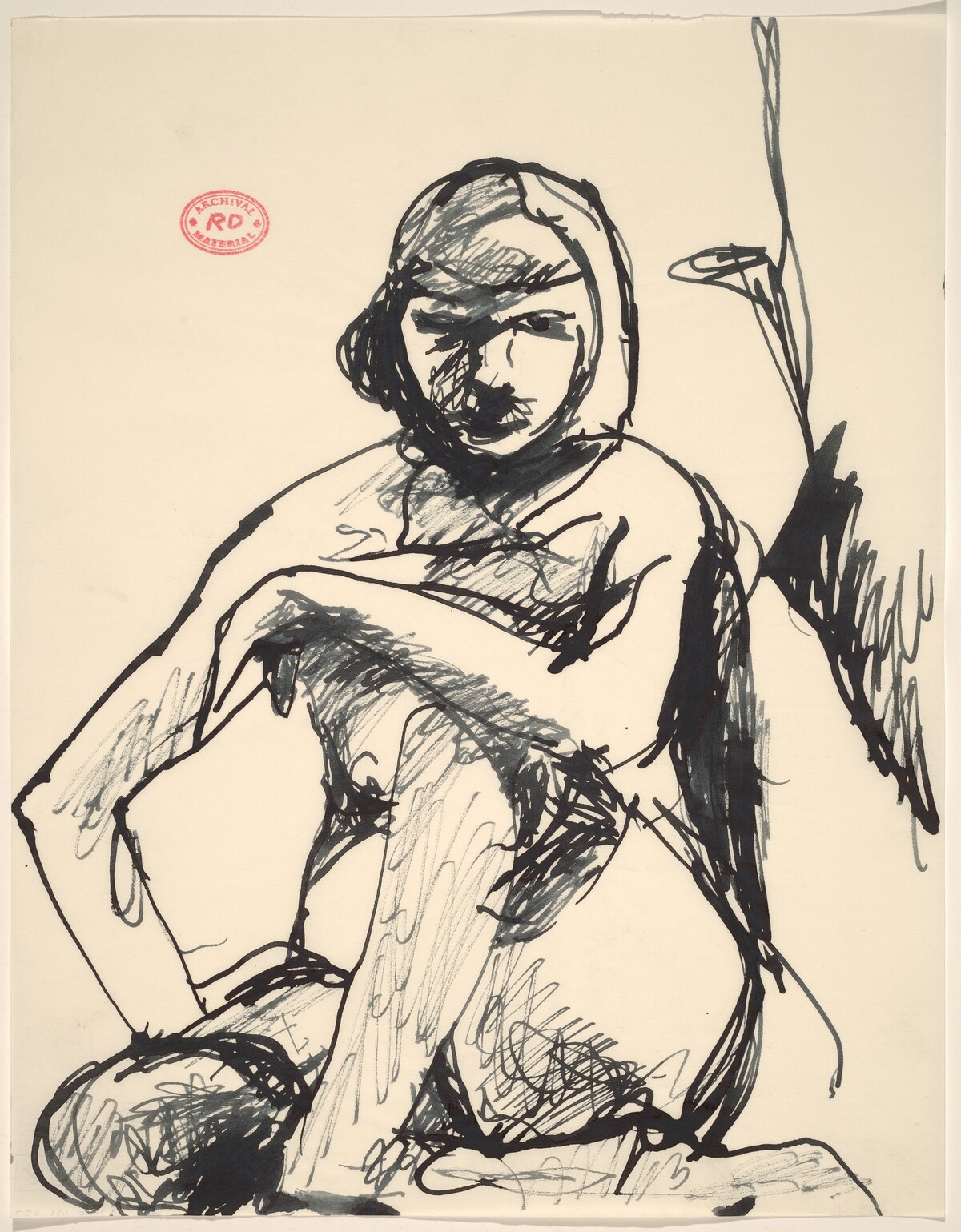 Untitled [female nude seated and looking at the viewer] by Richard Diebenkorn
