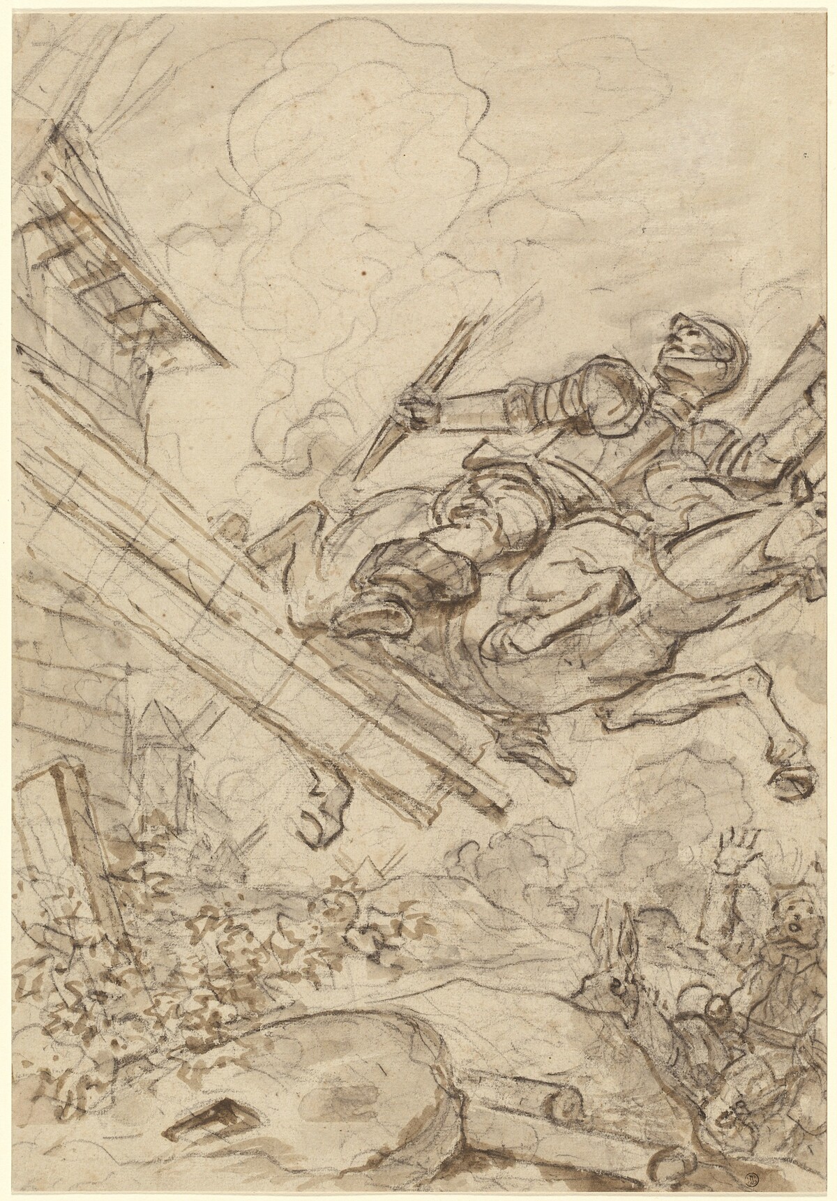 Don Quixote Attacking the Windmill by Jean-Honoré Fragonard
