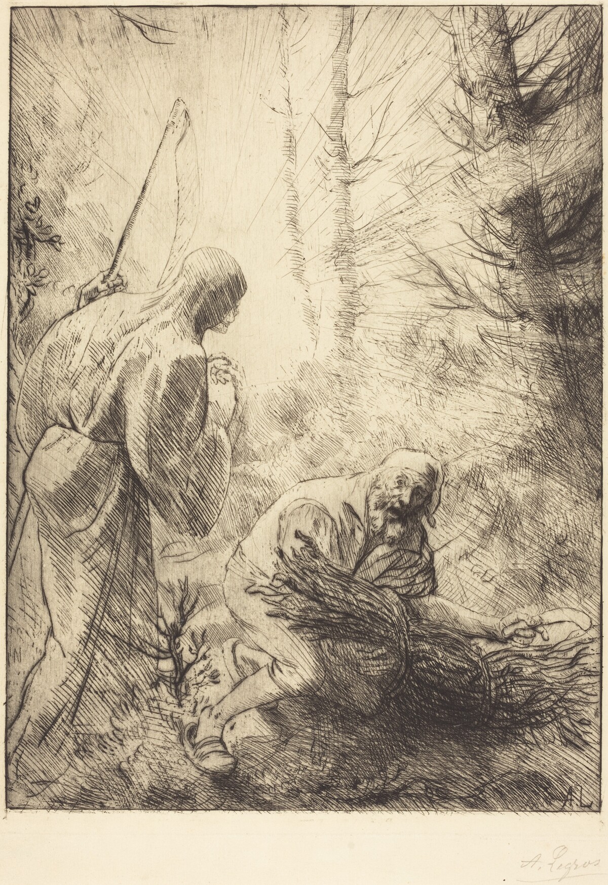 Death and the Woodcutter, 2nd plate (La mort et le bucheron) by Alphonse Legros