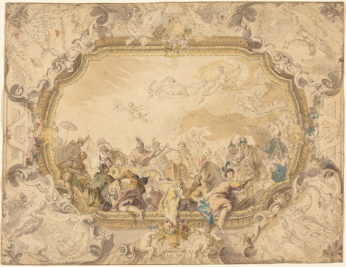 A Ceiling with Apollo Presiding over Military and Historical Learning by Anton Kern