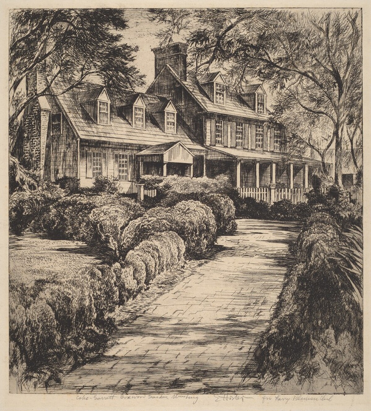 Williamsburg, Coke-Garrett Boxwood Garden by Earl Horter