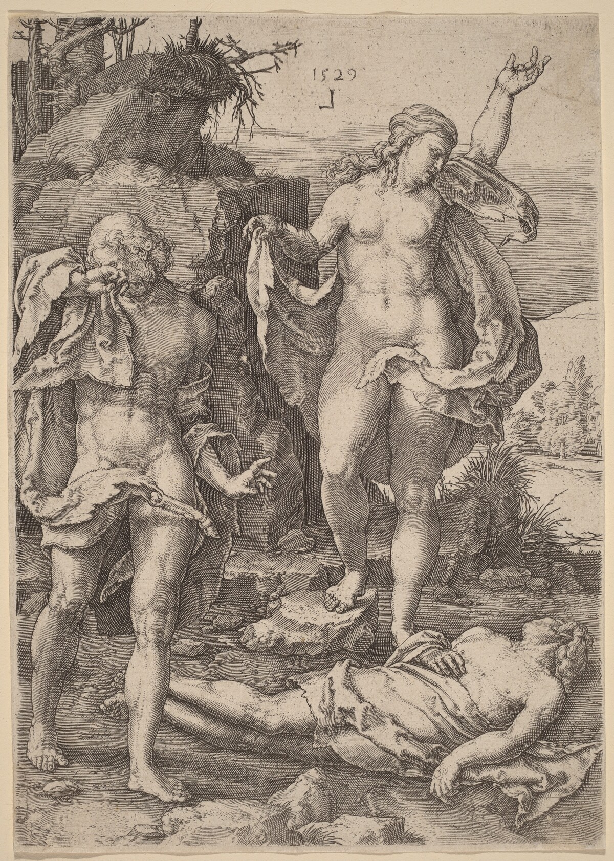 Adam and Eve Lamenting the Death of Abel by Lucas van Leyden