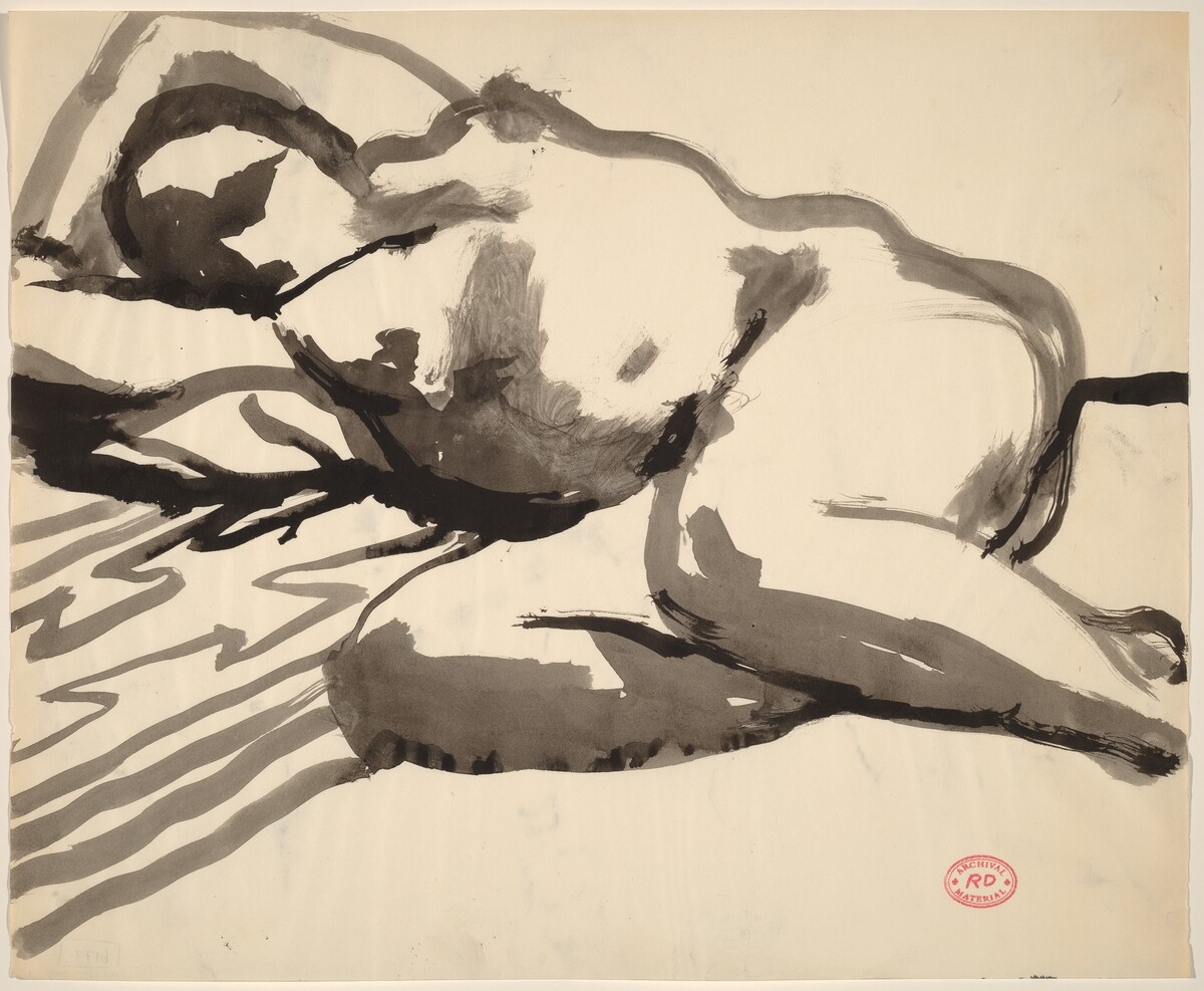 Untitled [reclining female nude with arms behind head] by Richard Diebenkorn
