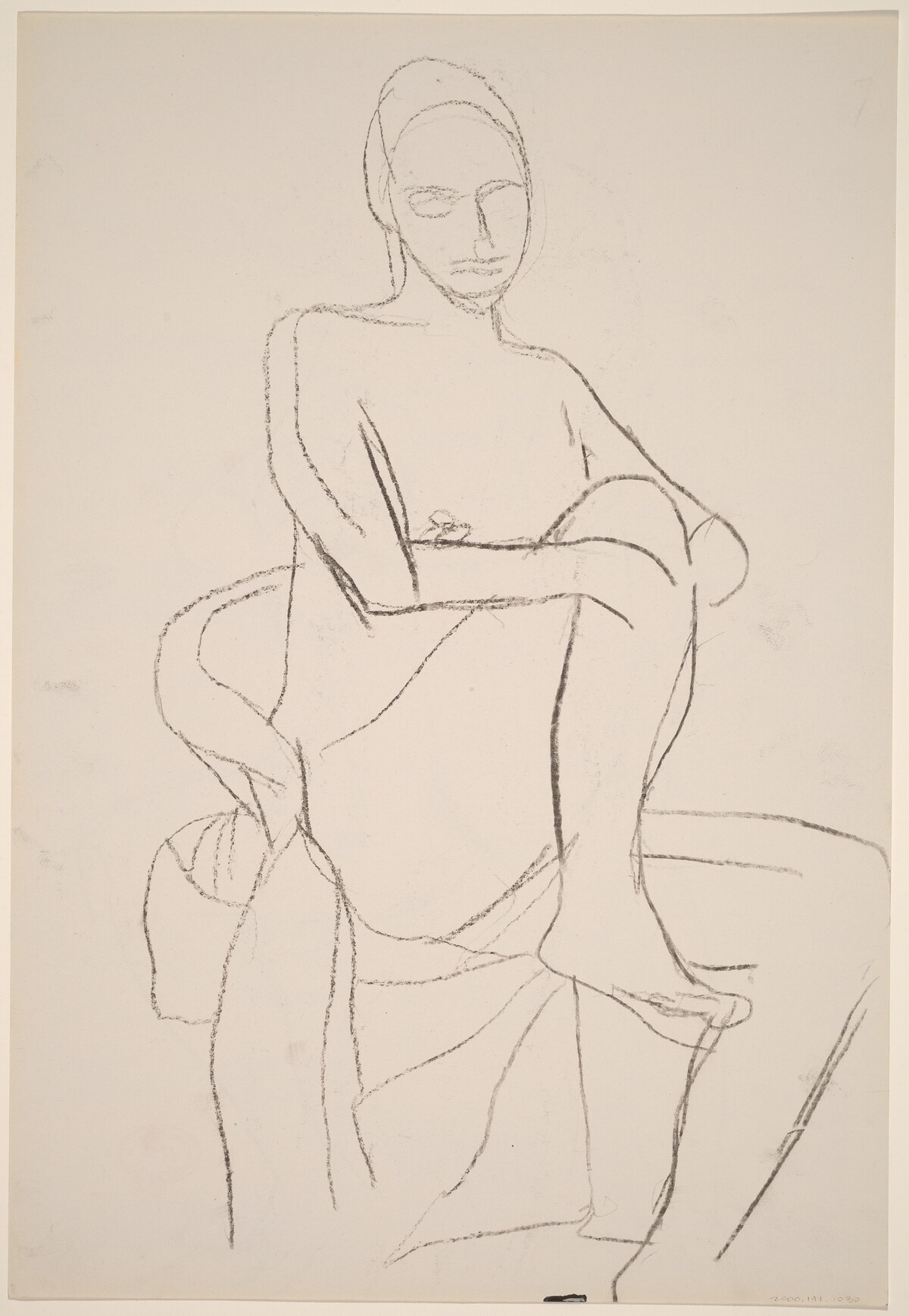 Untitled [seated female nude with leg pulled into chair] [recto] by Richard Diebenkorn