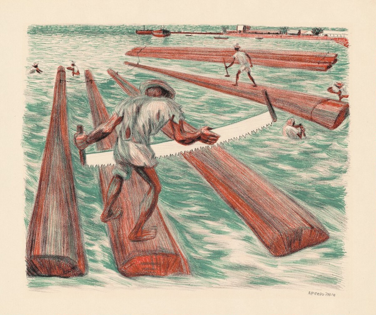 Lumber Workers, Bay of Campeche by Alfredo Zalce