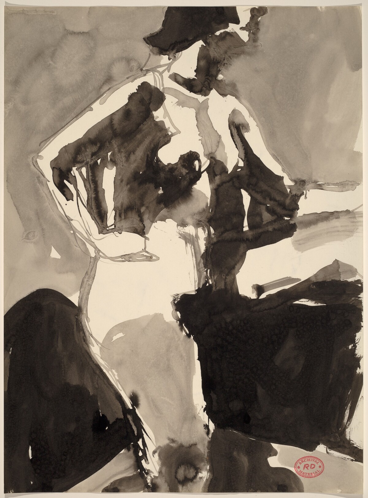 Untitled [side view of nude with her hand on her hip] by Richard Diebenkorn