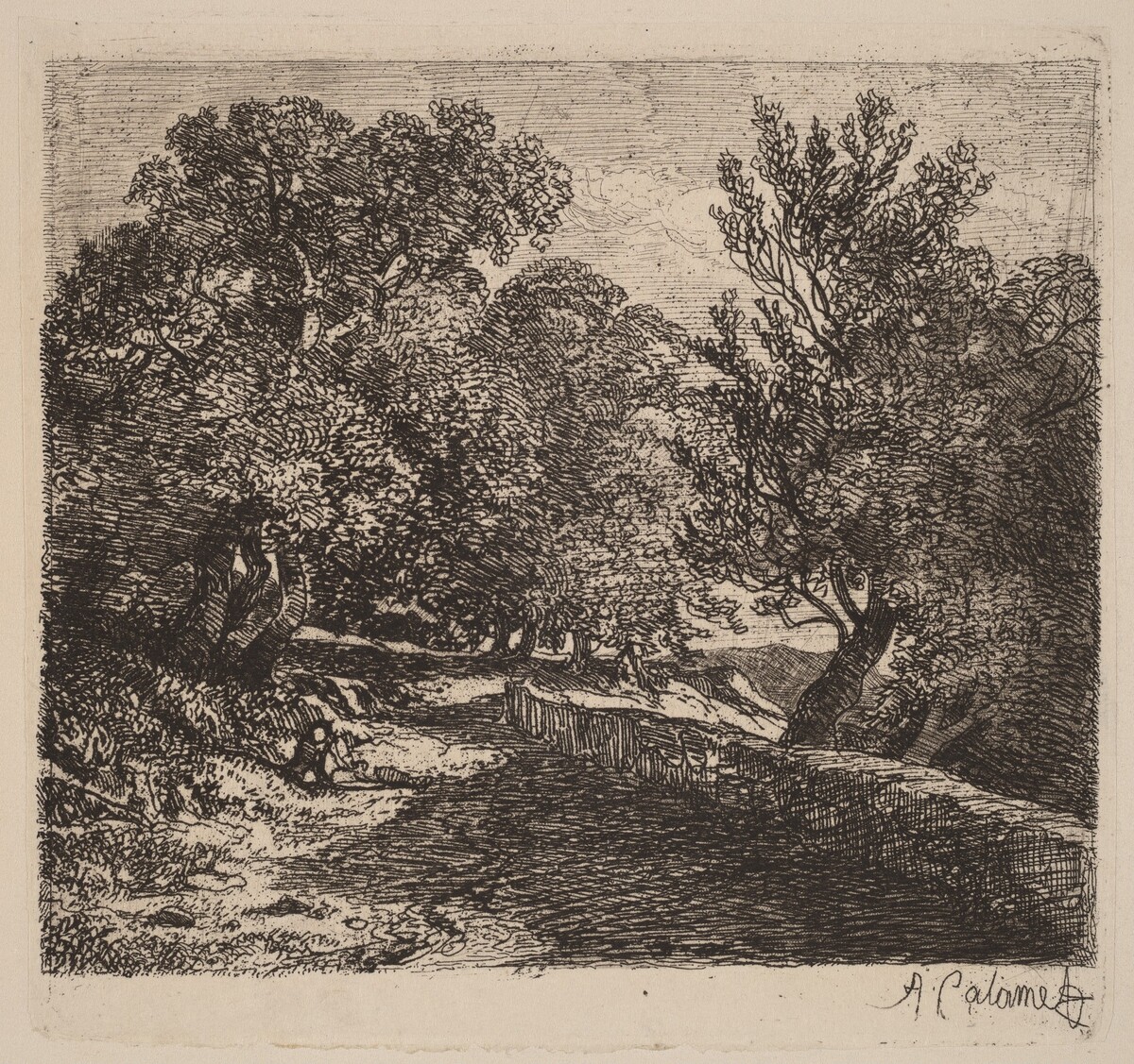 Man Resting by a Stone Wall by Alexandre Calame